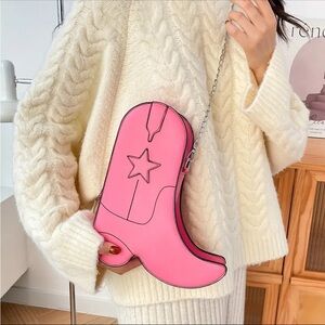 NEW Pink Boot Leather Bag Western Cowboy Boot Bag